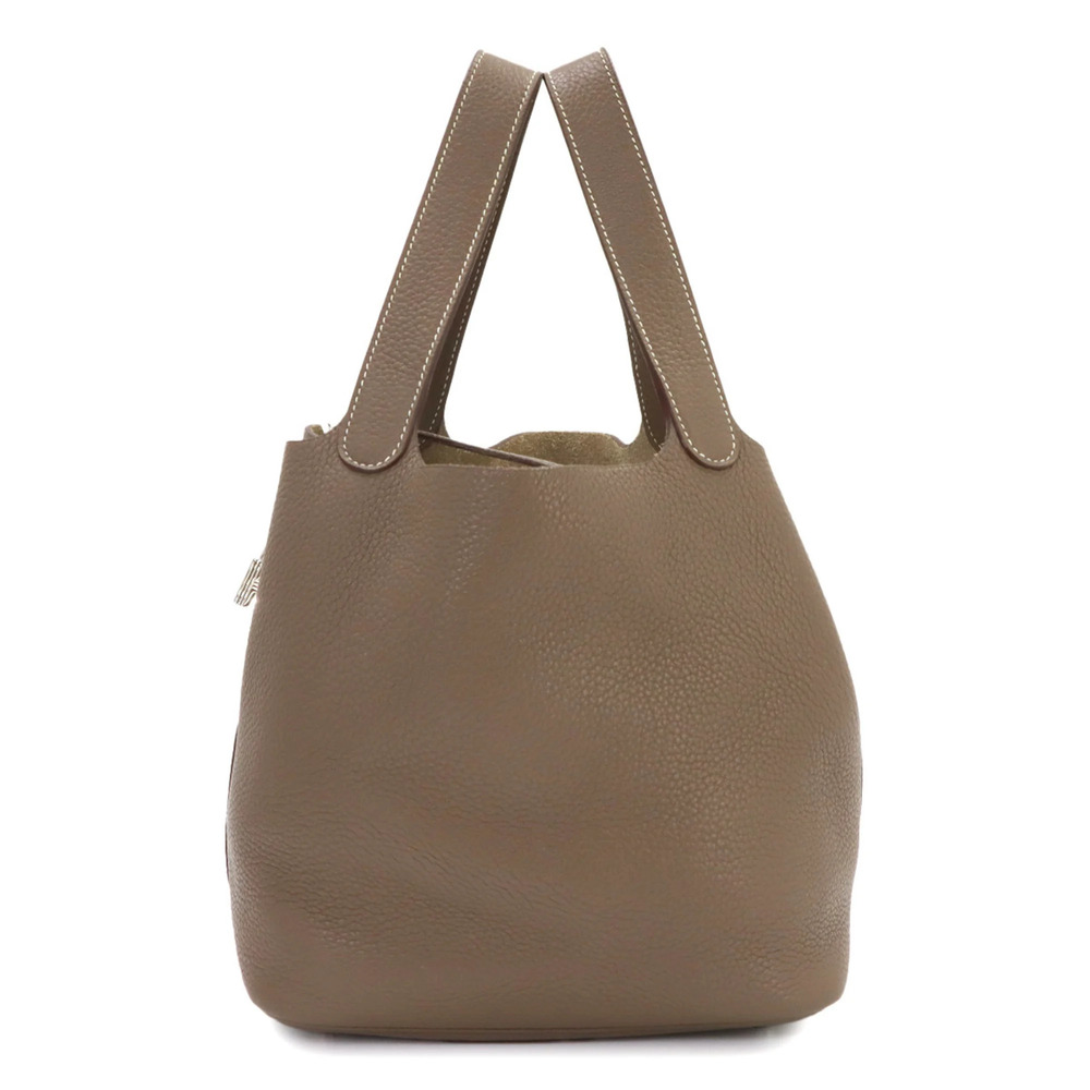 Piko Hermes Picotin Lock MM handbag, Taurillon Clemence leather, Etoupe color...